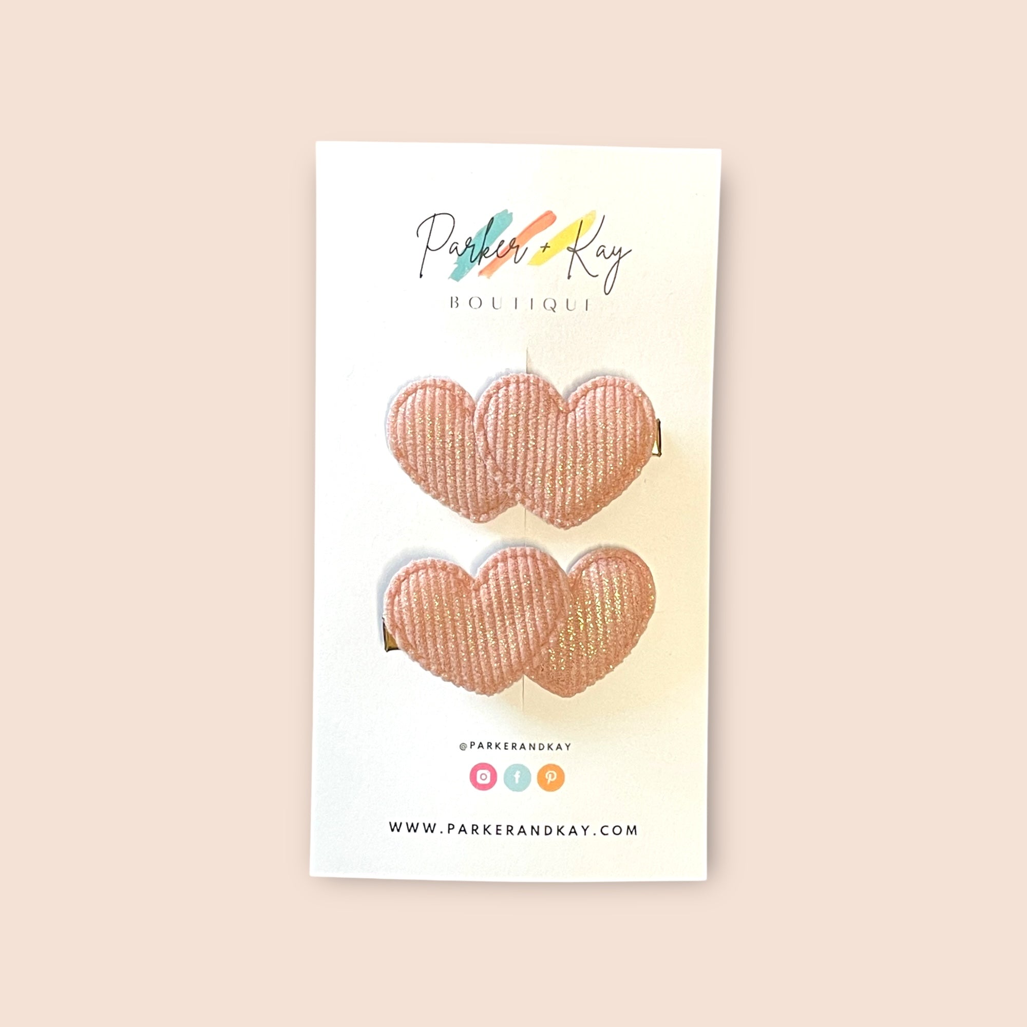 Boho Corduroy Puff Hearts Hair Clips