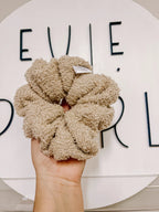 Tan Sherpa Oversized Scrunchy by Evie Pearl Handmade