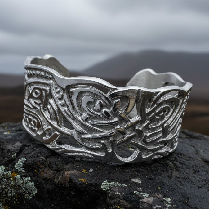 Book of Kells Celtic Knot Cuff Bracelet - Handmade in Scotland