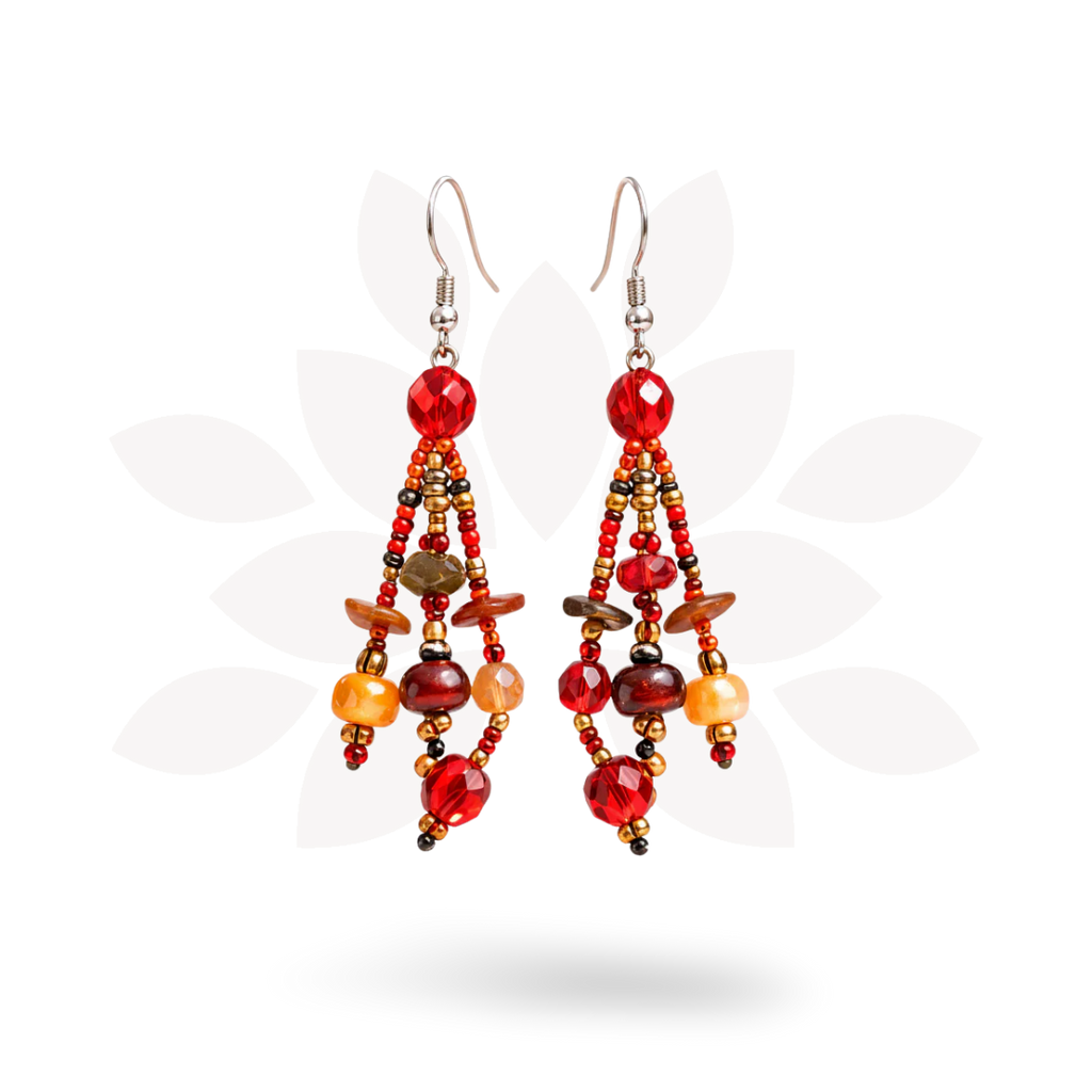 Luzy Seed Bead Dangly Earrings - Guatemala