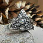 Oak Ash Thorn Moonstone Ring in Sterling Silver