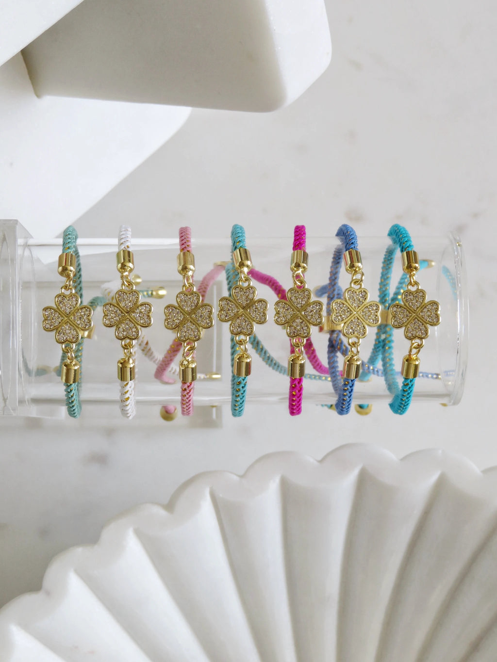 Heart Clover Bracelet - Adjustable Braided Cord by Curated By Suarez