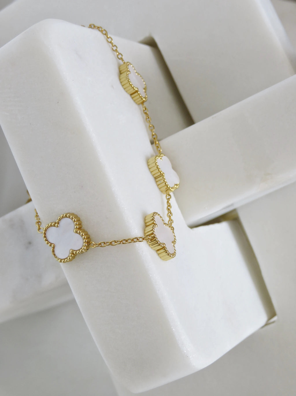 Luck Intention -Pearl Shell Clover Bracelet by Curated By Suarez