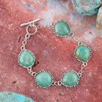 Intricate Green Turquoise and Sterling Silver Toggle Bracelet by Barse Jewelry