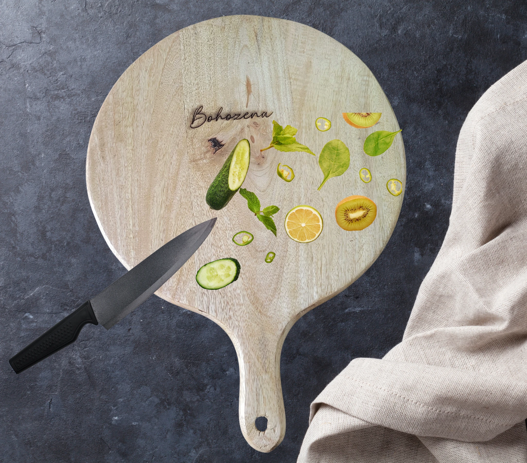 Charcuterie Board Pizza Serving Platter - Floral by Bohozena