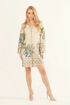 Ecrina Beige Blazer Dress with Embroidery by Raas
