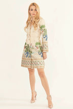 Ecrina Beige Blazer Dress with Embroidery by Raas
