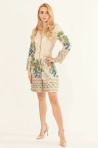Ecrina Beige Blazer Dress with Embroidery by Raas