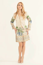 Ecrina Beige Blazer Dress with Embroidery by Raas