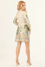 Ecrina Beige Blazer Dress with Embroidery by Raas