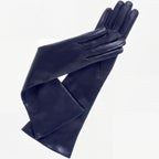 Elena (navy) - Italian silk lined 8-button length leather opera gloves