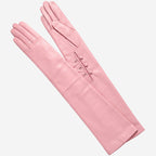 Elena (pink) - Italian silk lined 12-button length leather opera gloves