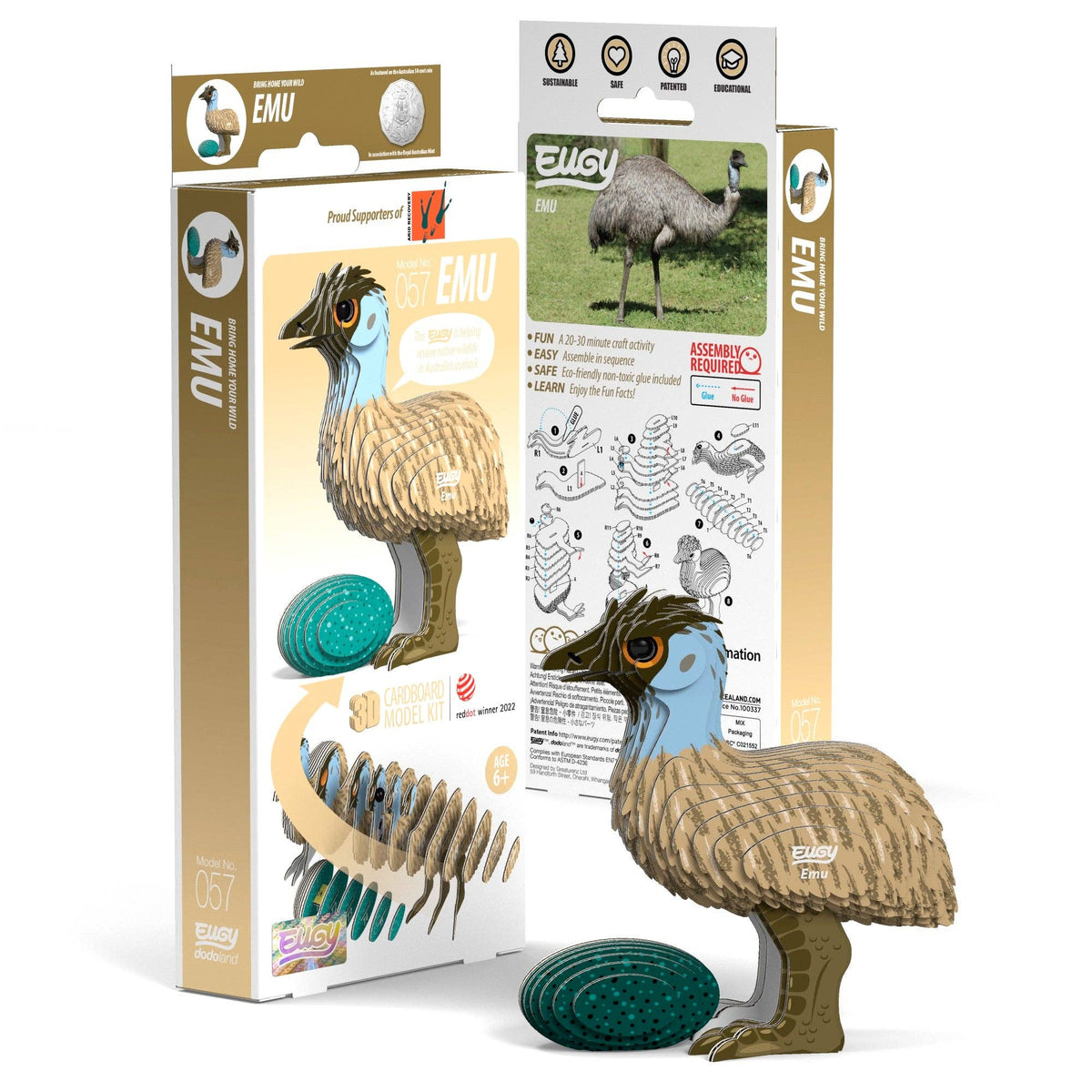Emu 3D Puzzle for Kids | STEM Craft & Building Activity