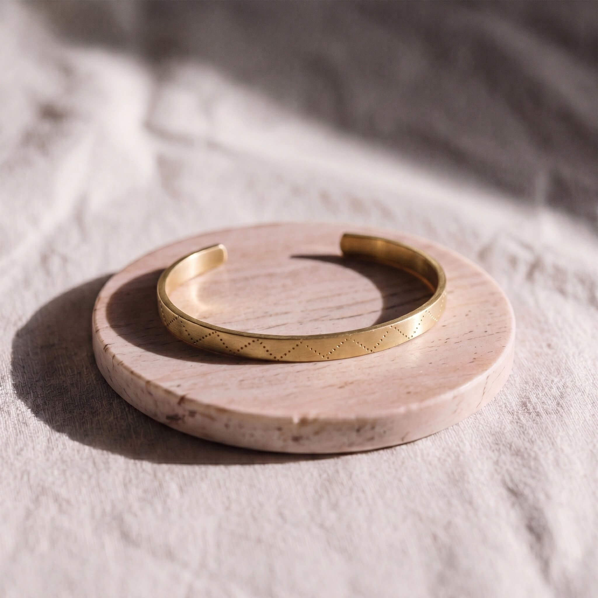 Engraved Open Cuff Brass Bracelet for Men and Women  - Rubi