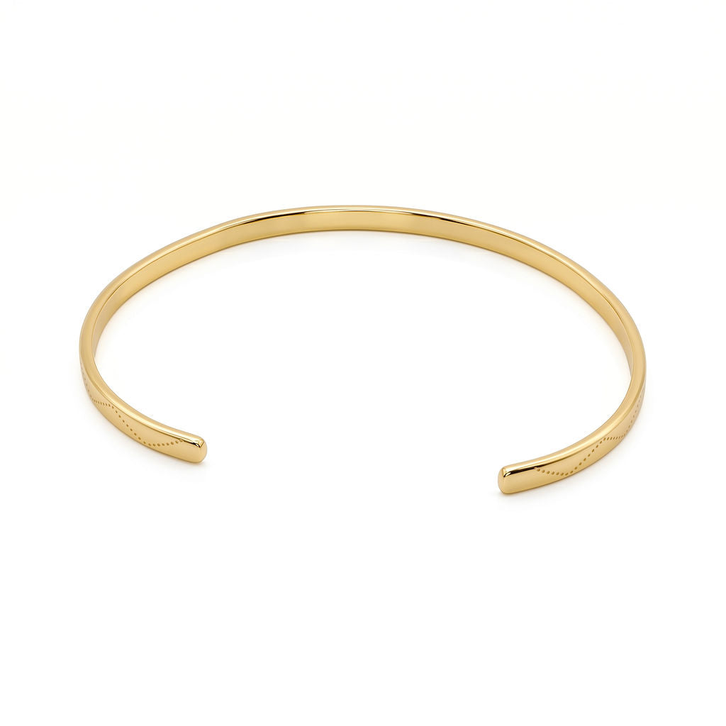 Engraved Open Cuff Brass Bracelet for Men and Women  - Rubi
