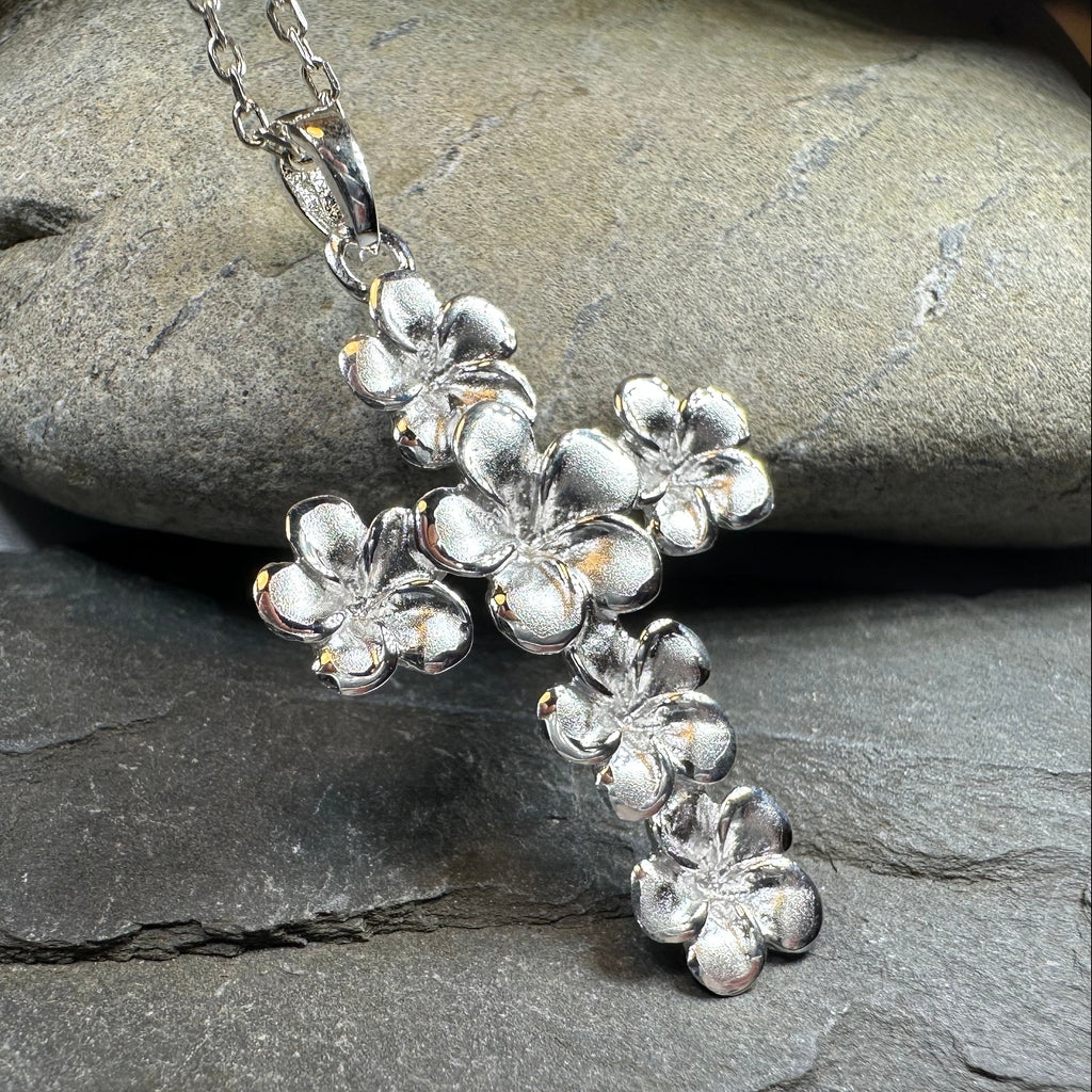 Plumeria Blossom Cross Necklace