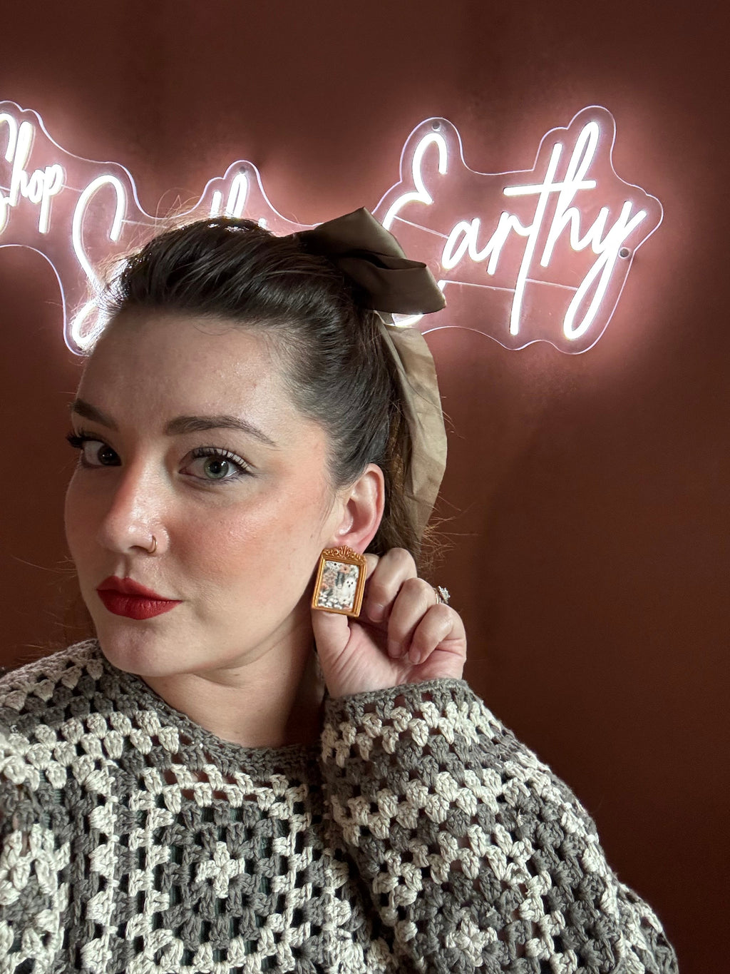 Gold Framed Ghost Earrings