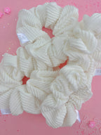 Crisp White Ribbed Scrunchy by Evie Pearl Handmade