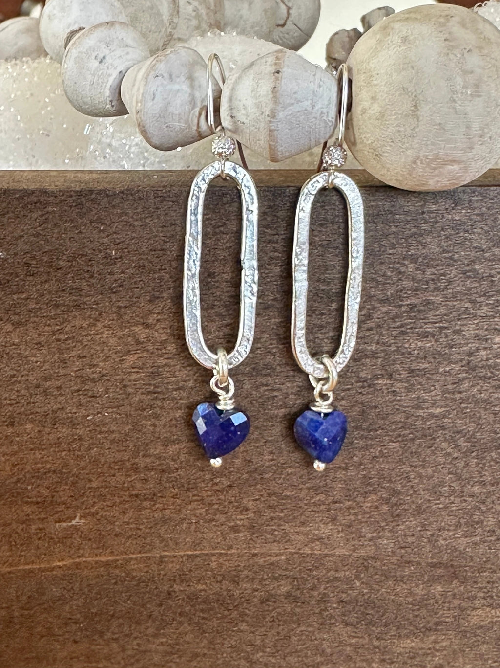 Gemstone Heart Dangle Earrings by AdoreJules Designs