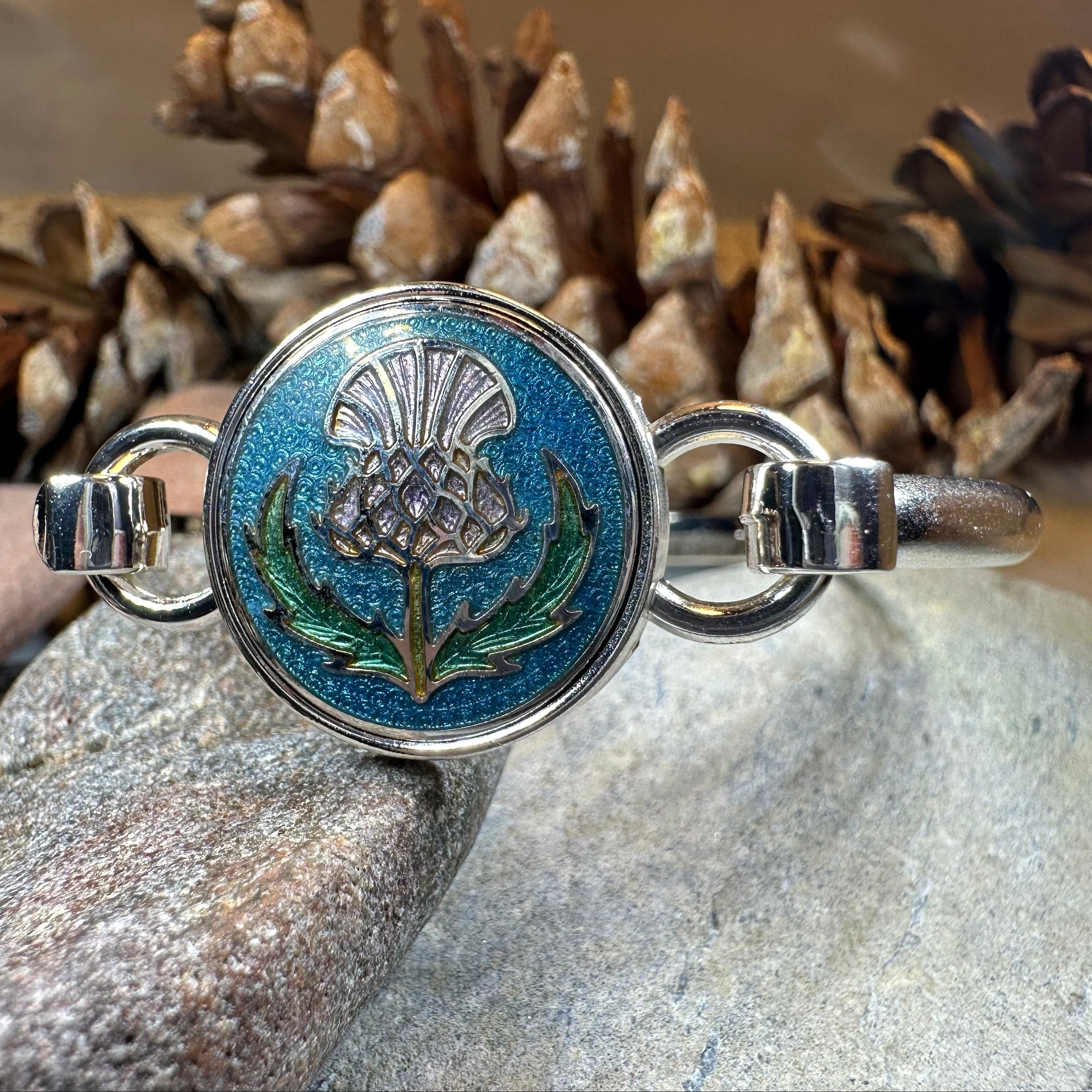 Enamel Scottish Thistle Bracelet for Women