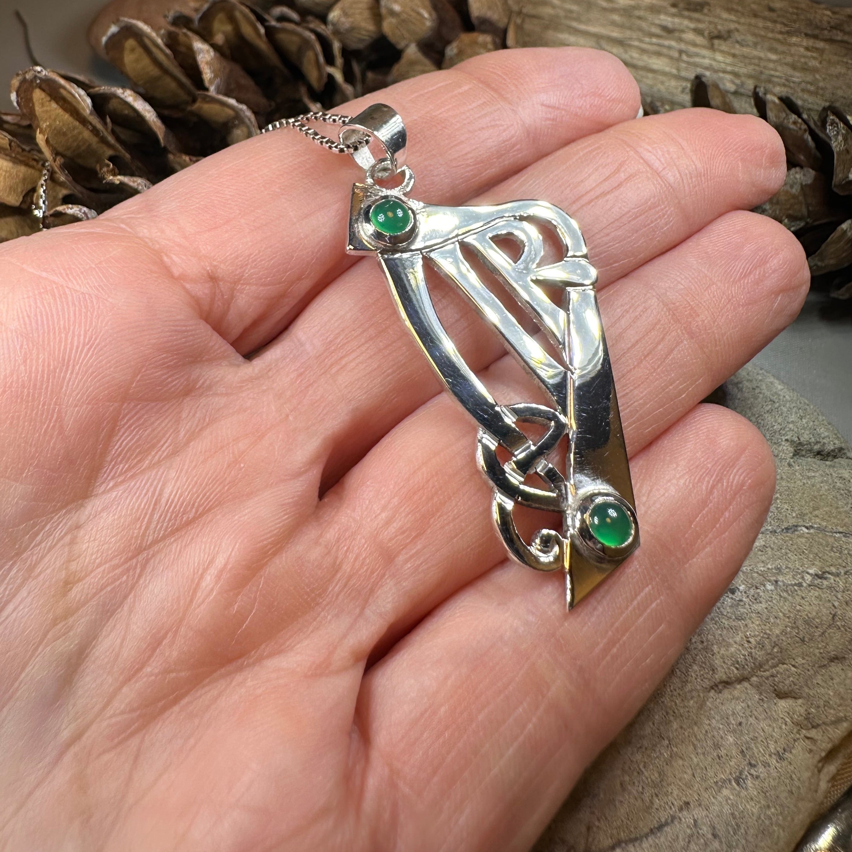 Artisan Large Irish Harp Necklace - Made in Ireland