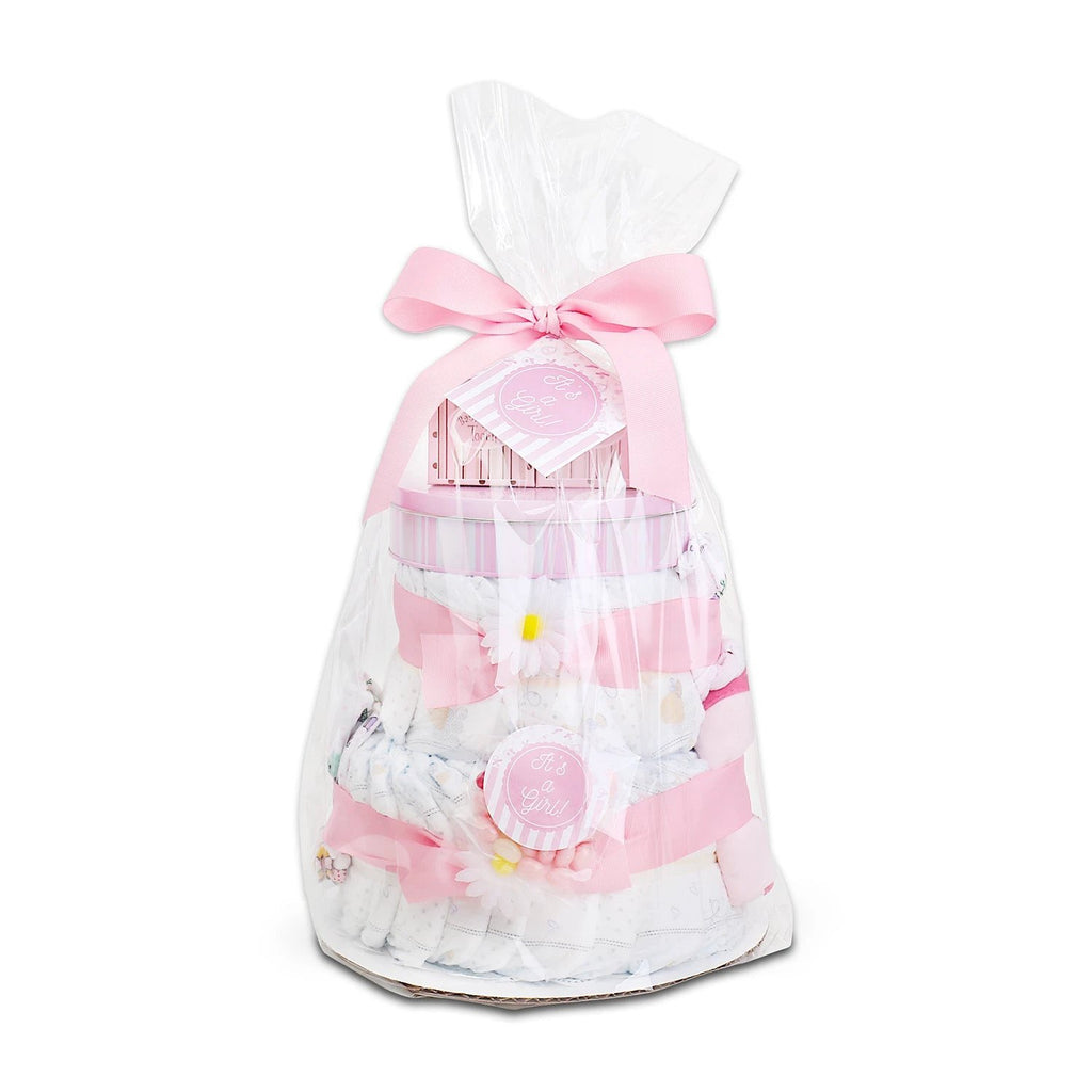 Sweet Baby Girl Diaper Cake Gift by Alder Creek Gift Baskets
