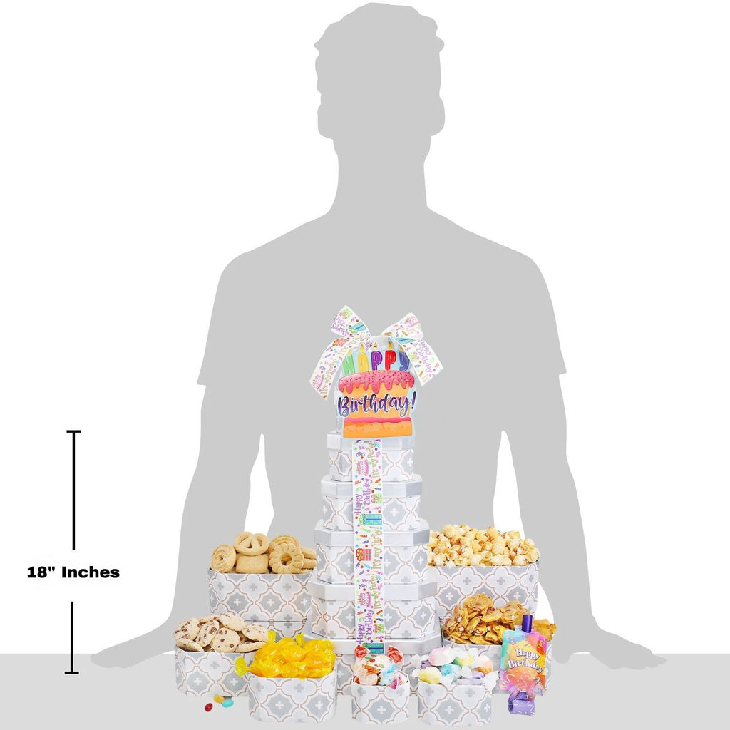 Happy Birthday Gift Tower of Treats by Alder Creek Gift Baskets