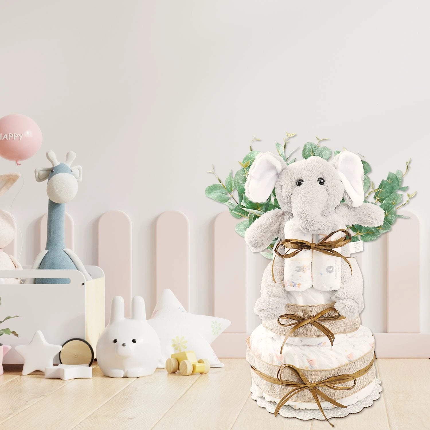 Wild About Baby Two-Tier Diaper Cake Gift by Alder Creek Gift Baskets