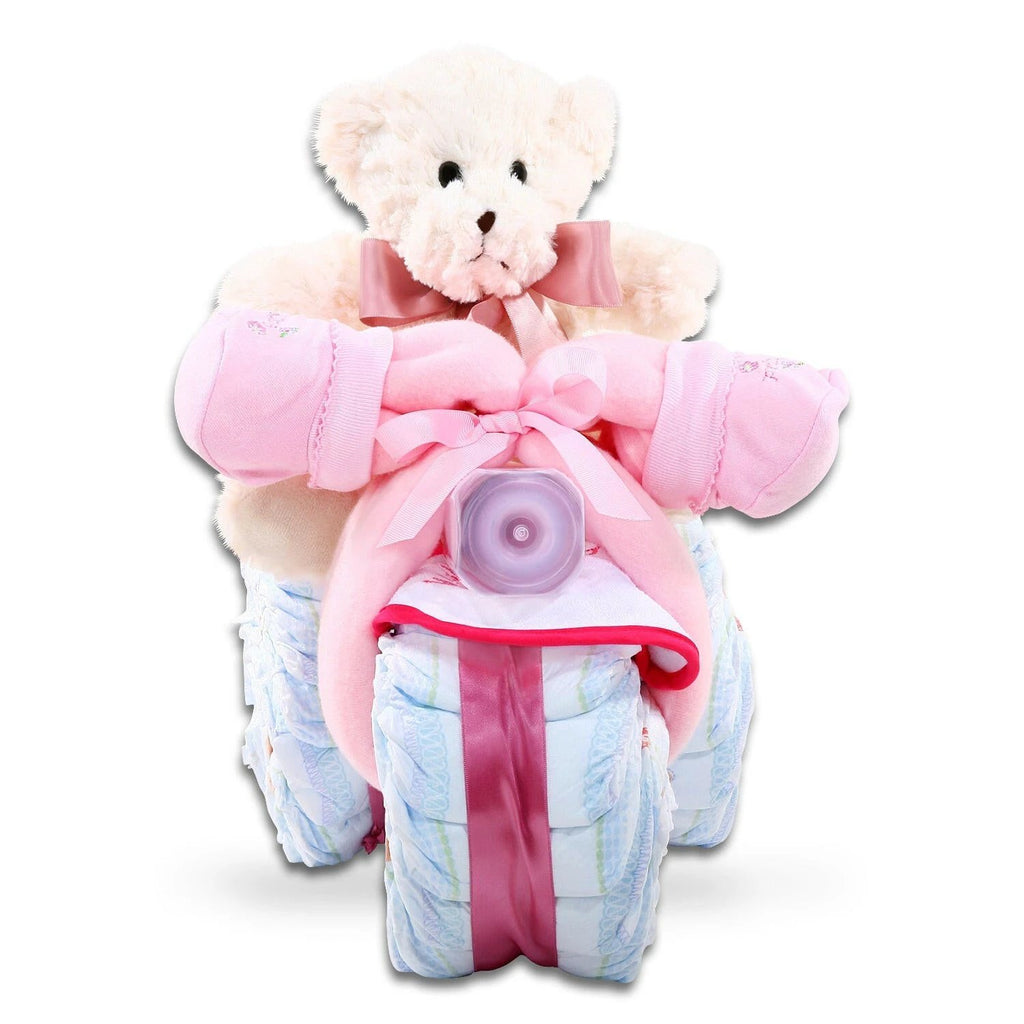 Pink Tricycle Diaper Cake Gift by Alder Creek Gift Baskets
