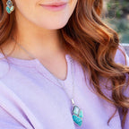 Blue Abalone Fire Sterling Silver Cluster Pendant Necklace by Barse Jewelry