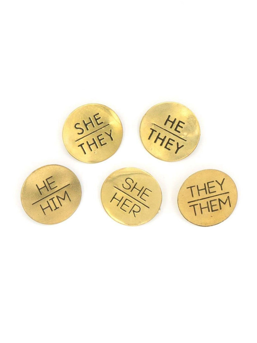 Pronoun Pins - Brass