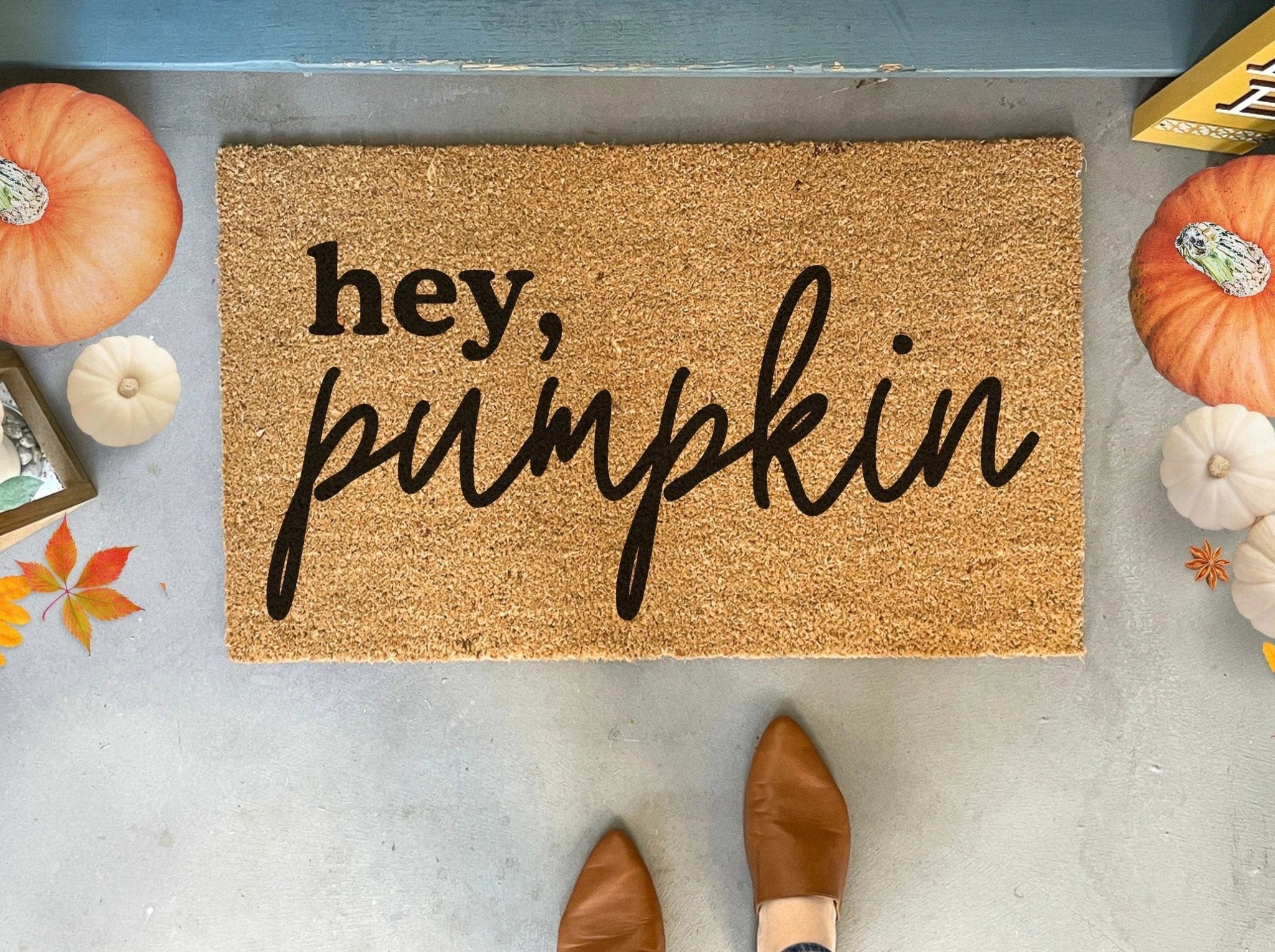 Hey pumpkin Fall Doormat by Nickel Designs Custom Doormats