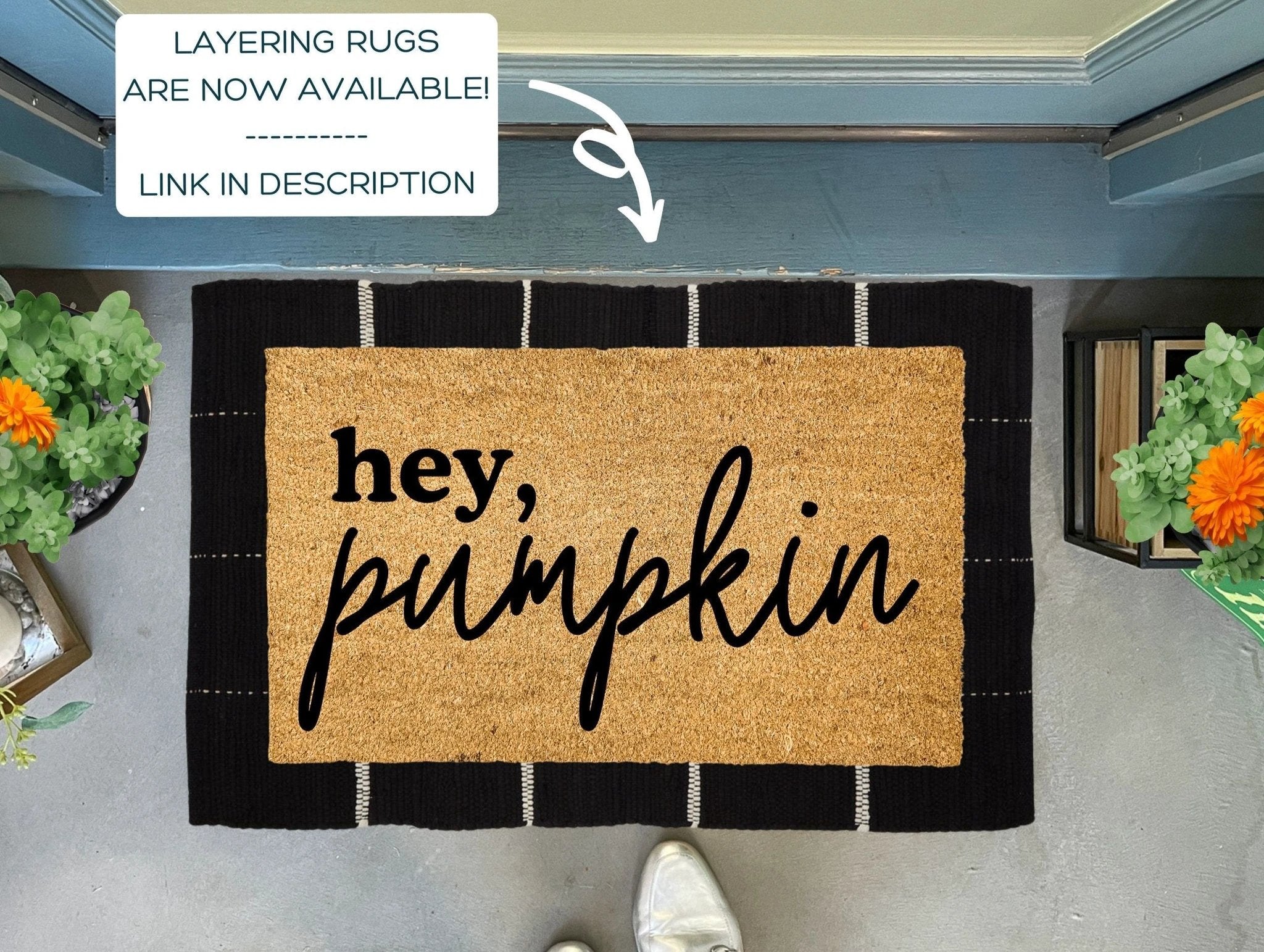 Hey pumpkin Fall Doormat by Nickel Designs Custom Doormats