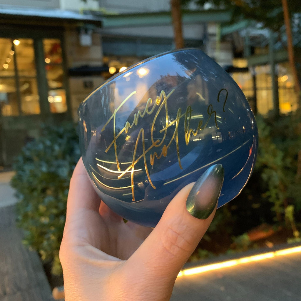 Fancy Another Roly Poly Blue Tinted Glass  | 13 oz.