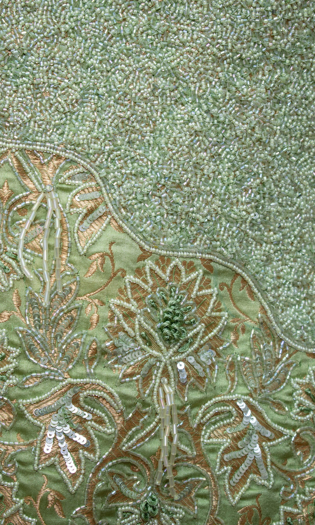 Fayola Green Short Dress with Banarasi Silk