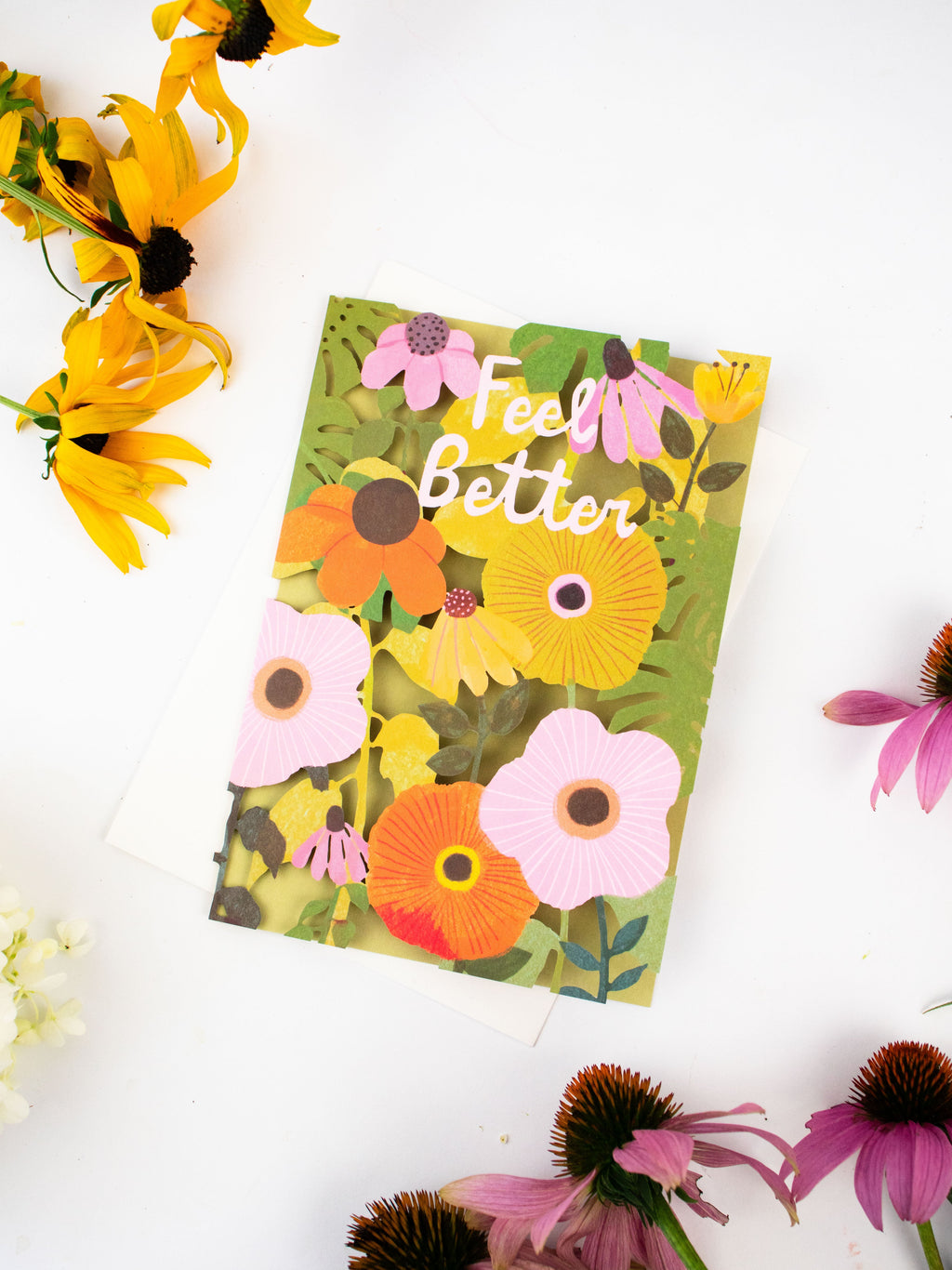 Feel Better Summer Garden Lasercut Card