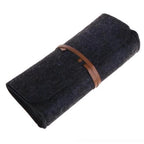 Felted Fabric Sunglasses Case in Black with Faux Leather Wrap Tie by The Bullish Store