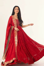 Fiara Red Gown with Drape by Raas