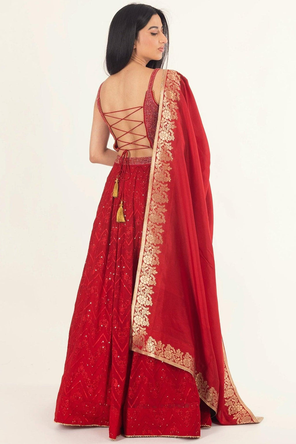 Fiara Red Gown with Drape