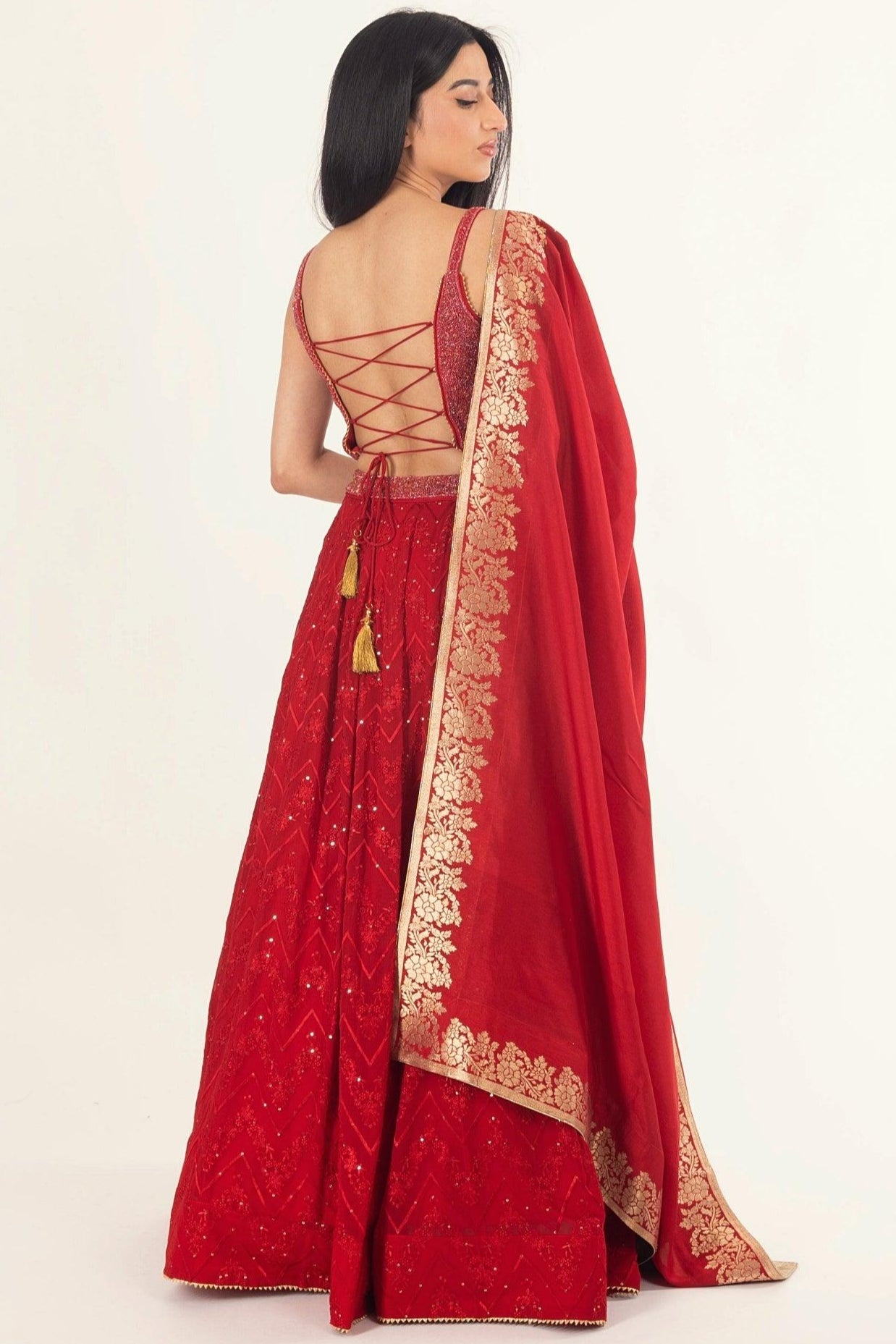 Fiara Red Gown with Drape