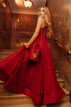 Fiara Red Gown with Drape by Raas