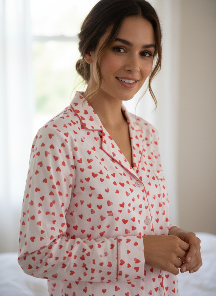 Womens 100% Cotton Poplin Pajama Set