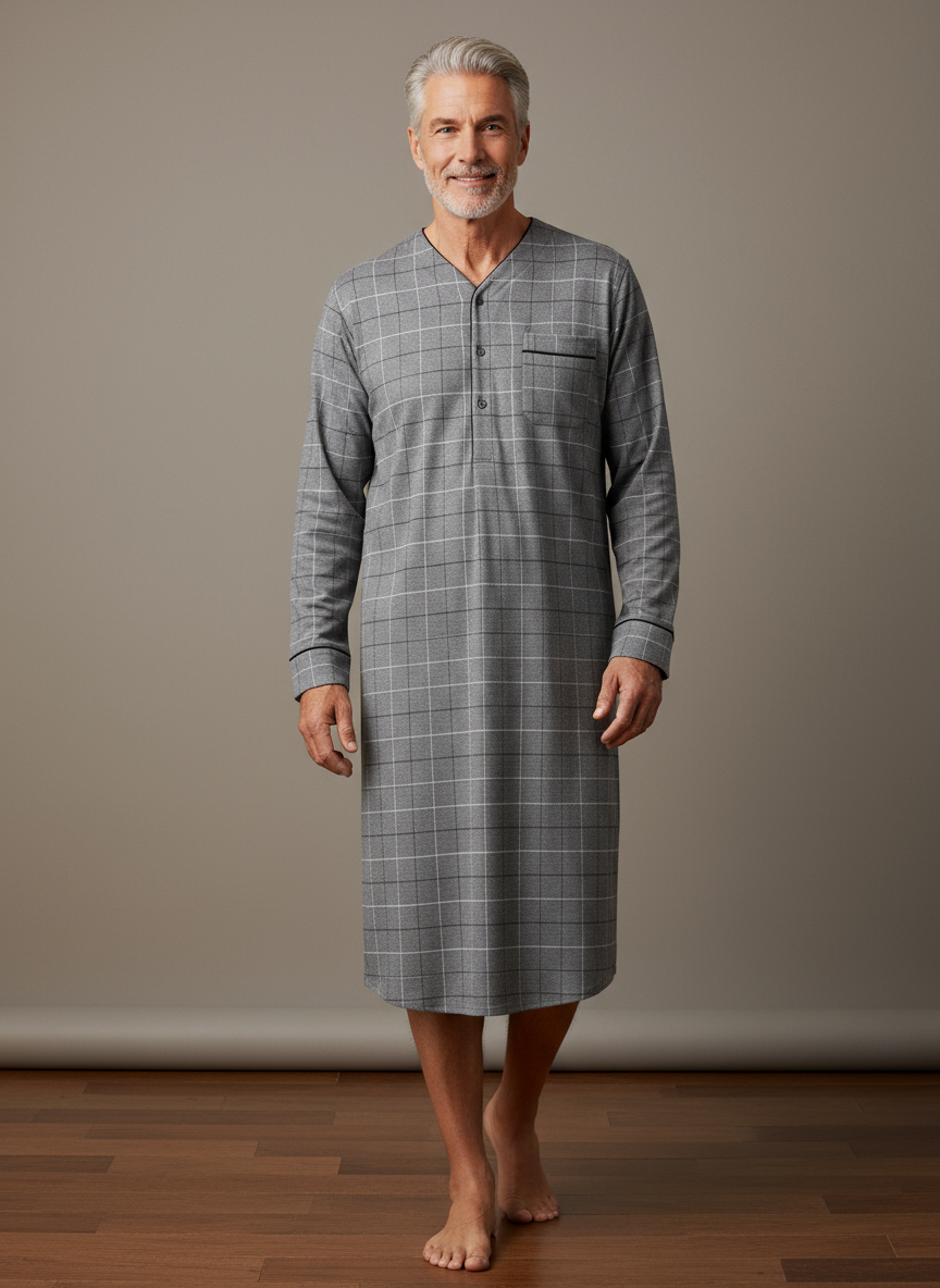 Mens Nightshirt - 100% Cotton Flannel Mens Nightshirts for Sleeping