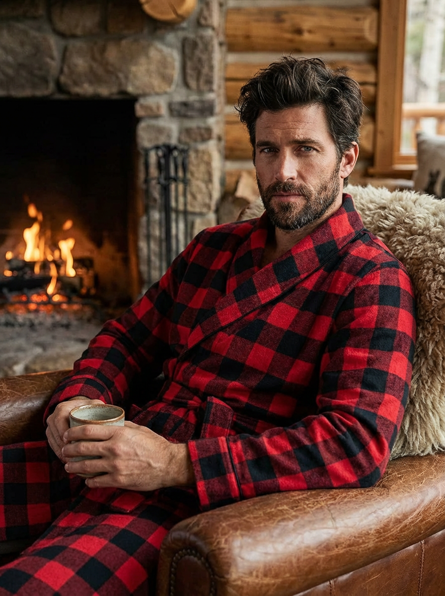 Mens Robe - Premium 100% Cotton Flannel Robe