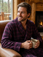 Mens Robe - Premium 100% Cotton Flannel Robe