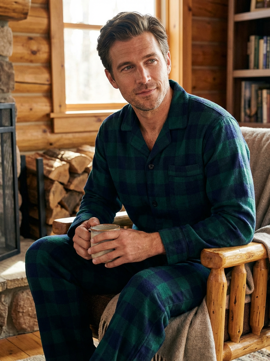 Men's Premium 100% Cotton Flannel Pajama Sleepwear Set