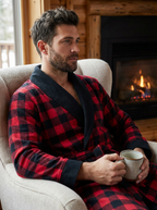 Men's Premium 100% Cotton Flannel Fleece Lined Robe