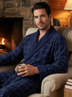 Men's Premium 100% Cotton Flannel Fleece Lined Robe