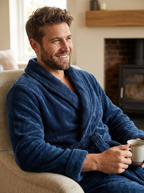 Luxurious Noble Mount Men's Coral Fleece Plush Robe with Shawl Collar - Soft, Warm, and Cozy Full-Length Bathrobe with Pockets and Tie Belt