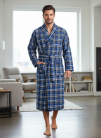 Mens Robe - Premium 100% Cotton Flannel Robe